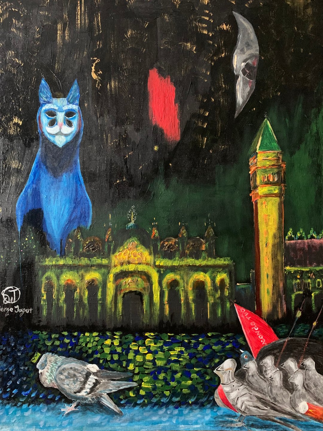 室内画 夜景 威尼斯 艺术 威尼斯原画风景 - 墙贴/壁贴 - 压克力 金色