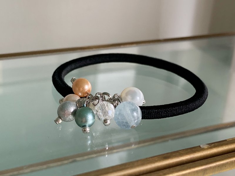 [三月诞生石] 海蓝宝石与珍珠母发带 - 发饰 - 半宝石 蓝色