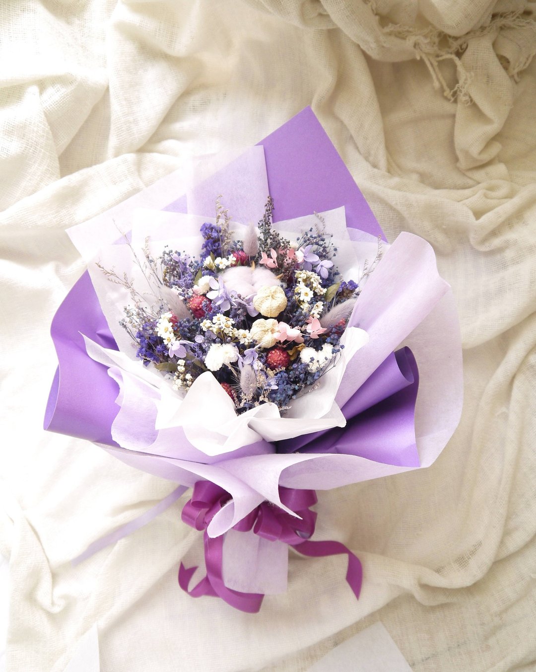 浪漫精灵花束.浪漫紫色系.干燥花.索拉花.永生花.不凋花.求婚花束 - 干燥花/捧花 - 植物．花 紫色
