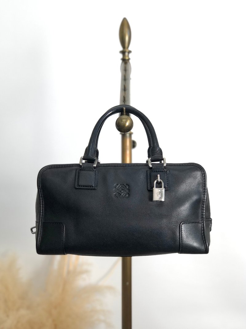 [日本直邮，全新二手包] LOEWE Amazona 28黑手提包配 Cadena 皮革迷你波士顿包，复古 (vbp8aw) - 手提包/手提袋 - 真皮 黑色