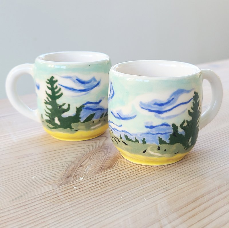 Recreate油画系列- 梵高:麦田与柏树手绘浓缩咖啡对杯 - 咖啡杯/马克杯 - 陶 多色