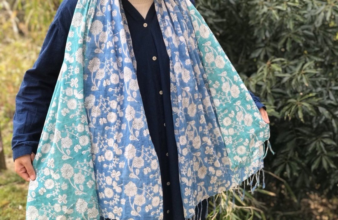 地球树公平贸易fair trade -- 手工木刻印cottind围巾 - 围巾/披肩 - 棉．麻 