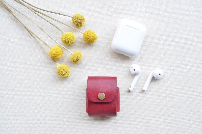 AirPods 1 & 2 代皮革保护套-枣红 - 耳机收纳 - 真皮 