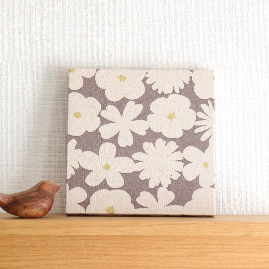 20x20cm Fabric Panel [Linen Flower Beige] - 墙贴/壁贴 - 棉 咖啡色