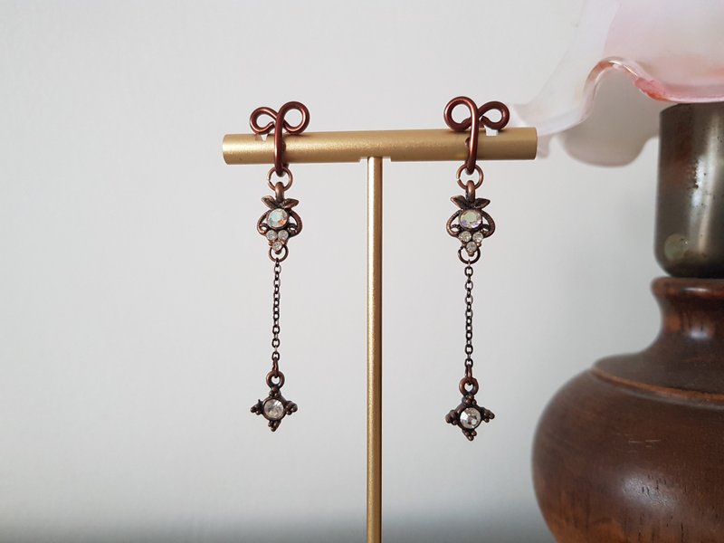 【猫头鹰】红古色~无痛耳夹、夹式耳环、可换耳钩 - 耳环/耳夹 - 其他材质 