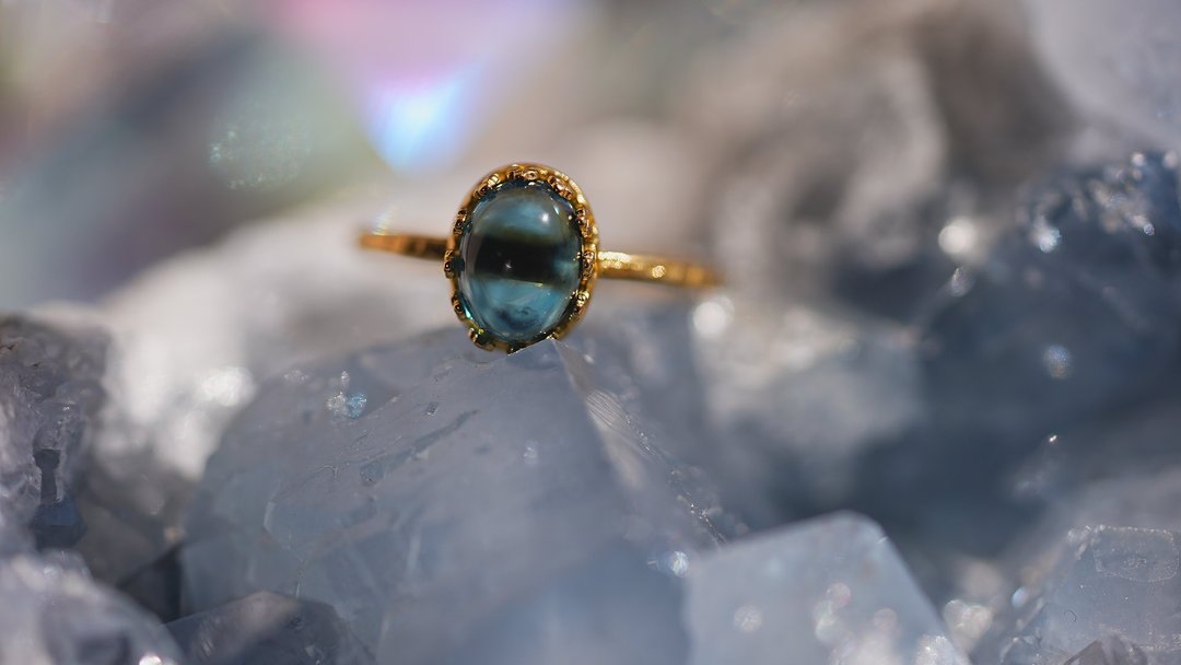 London Blue Topaz　Oval ring - 戒指 - 半宝石 蓝色