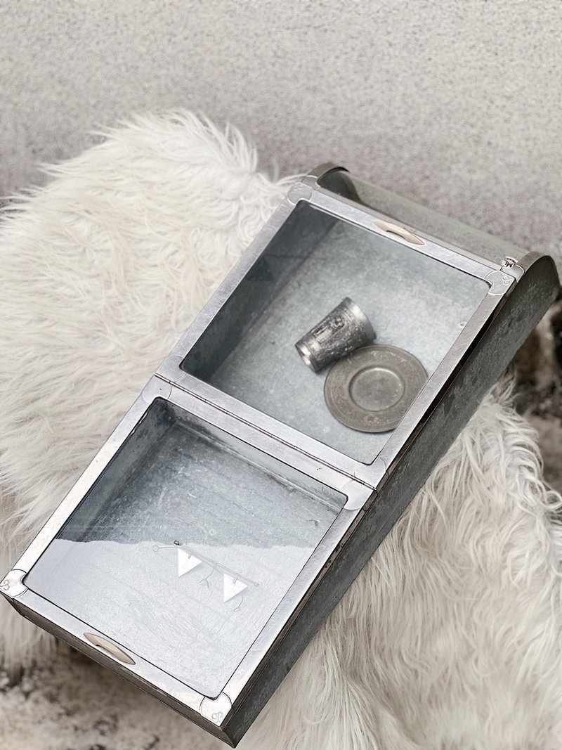 藏品释出 |  日本昭和少见特殊斜面 洋铁 马口铁玻璃展示柜 - 收纳用品 - 其他金属 银色