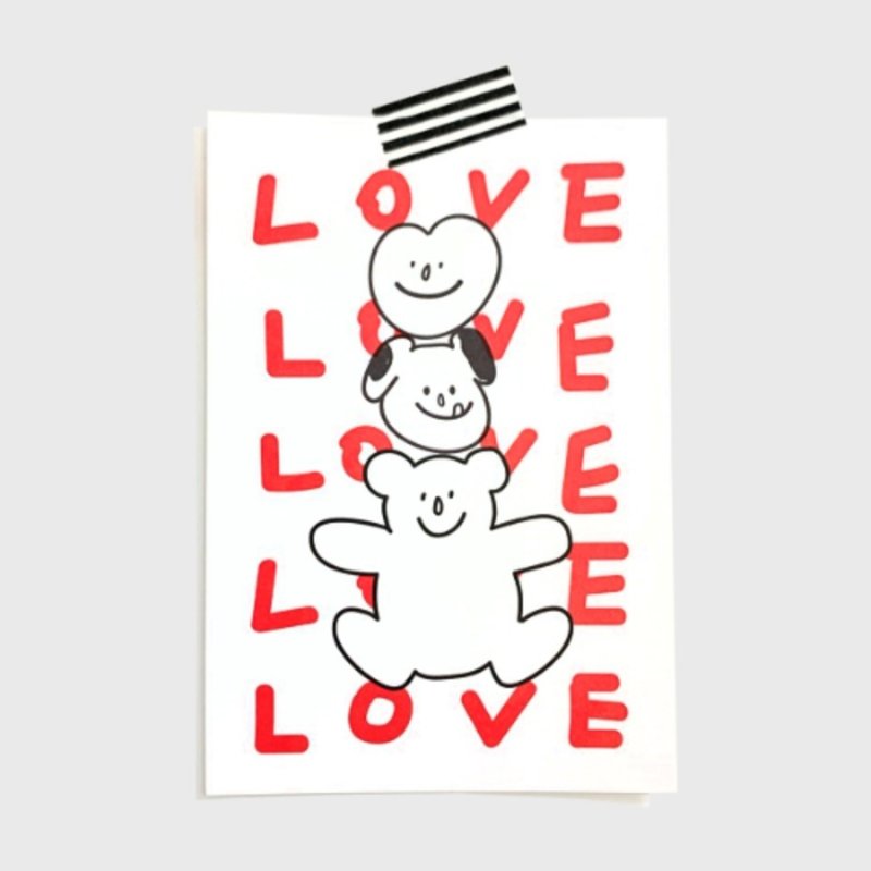 SASIM love love love 插画明信片 - 卡片/明信片 - 纸 