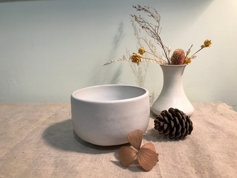 雾白小茶碗 - 茶具/茶杯 - 陶 白色