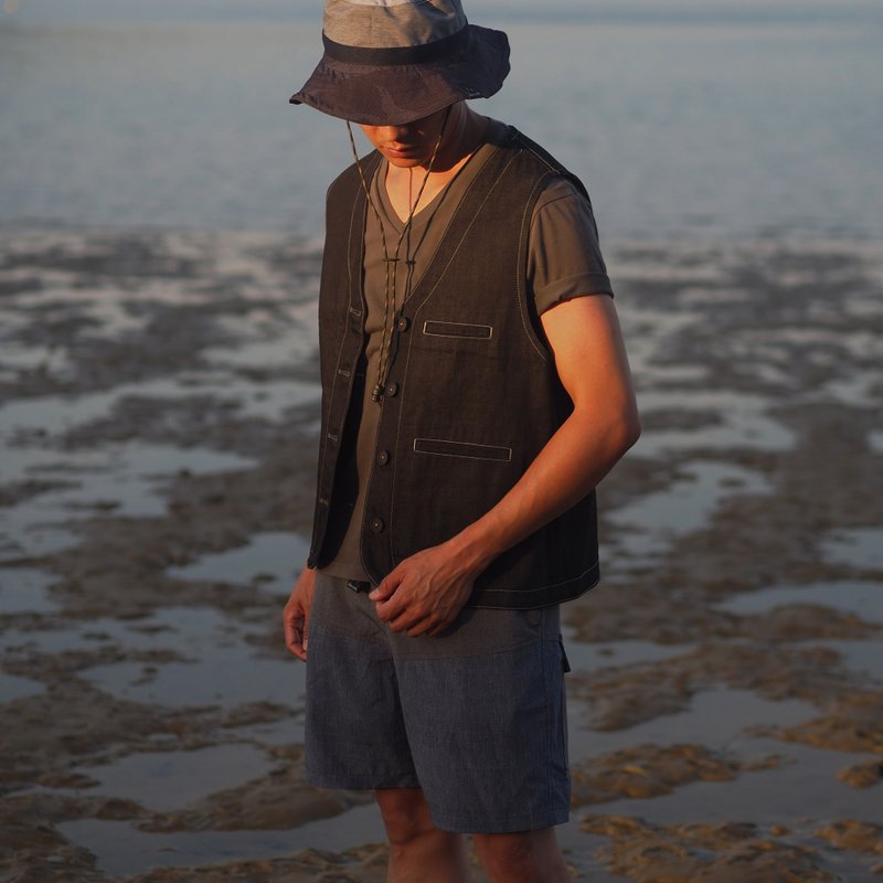 Easy Fit Travel Waistcoat 中性双面背心 | 香港手造 - 男装背心 - 棉．麻 