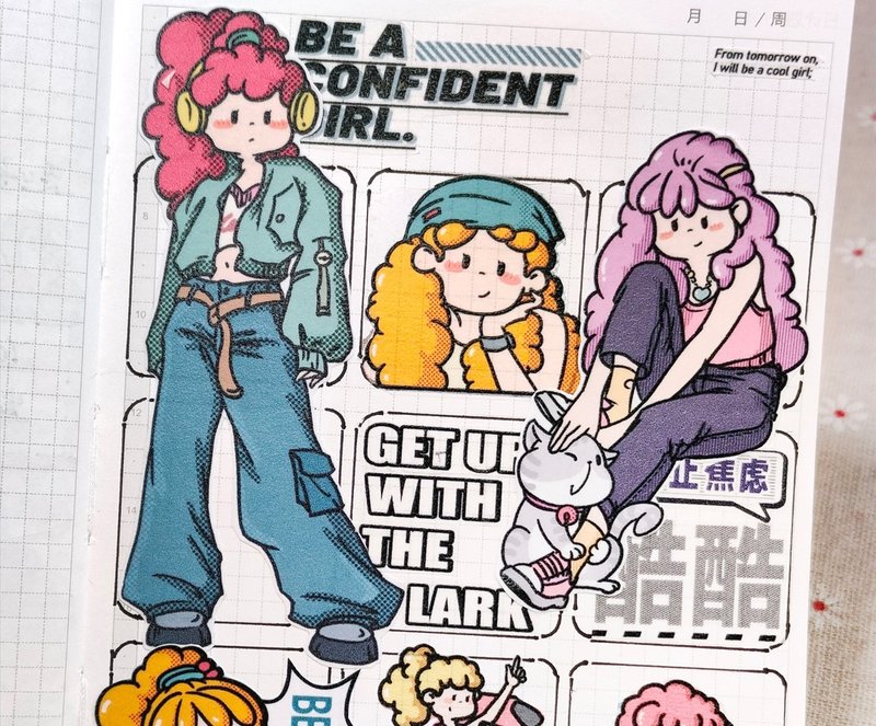 【第3弹】可爱人物轻复古 和纸特油拼贴手帐胶带 - 纸胶带 - 纸 多色