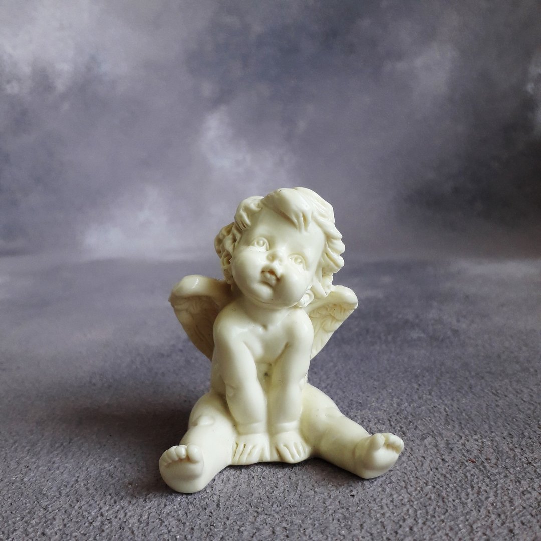 Small angel figurine, miniature cherub 60 mm - 其他 - 塑料 