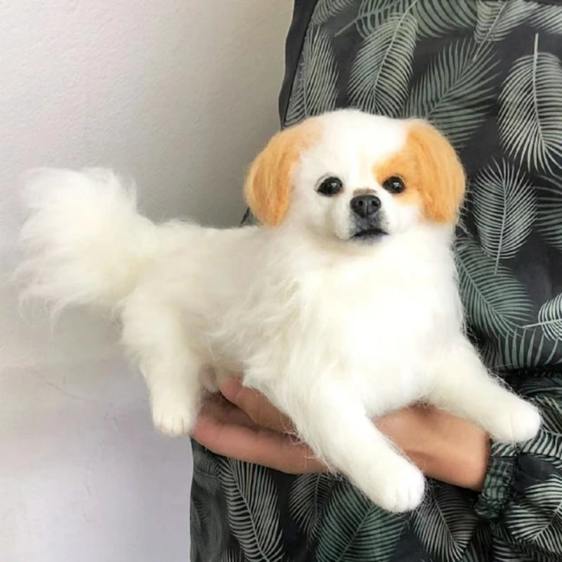 客制化逼真犬 羊毛毡 马尔济斯犬 宠物 娃娃 定制 狗狗猫咪 155 - 玩具 - 羊毛 多色