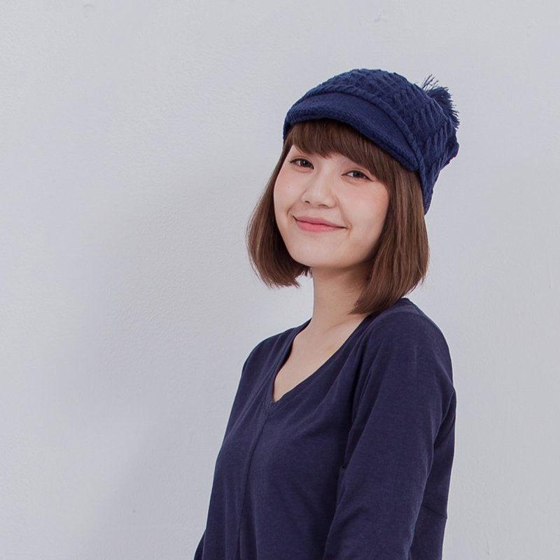 Ivory 麻花帽筵针织毛帽【情人节礼物买一送一】 - 帽子 - 羊毛 蓝色