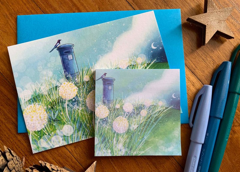 Down dandelion lane sticky notepad - 便条纸/标签贴 - 纸 蓝色