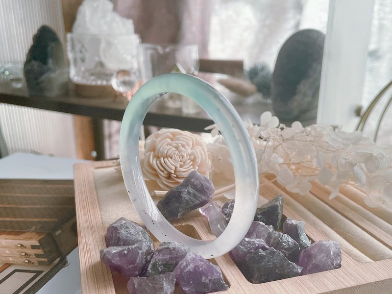 天然天青色玛瑙手镯 美人镯 福镯 - 手链/手环 - 水晶 绿色