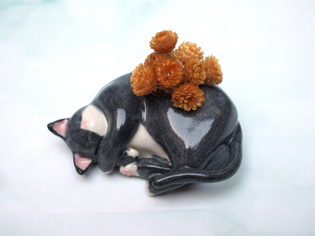 奔驰猫　瓷偶　花器　摆饰 - 花瓶/陶器 - 瓷 黑色