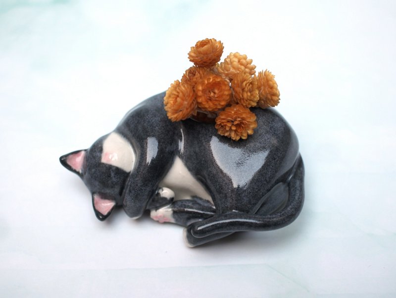 奔驰猫　瓷偶　花器　摆饰 - 花瓶/陶器 - 瓷 黑色