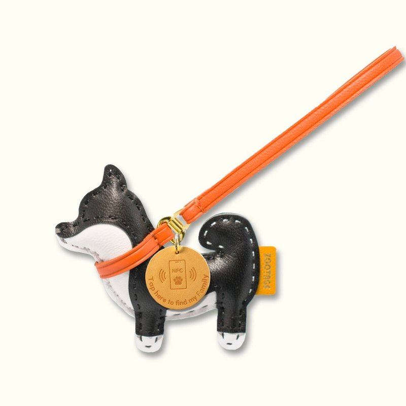 柴犬(黑)皮革吊饰 - 包含NFC - 其他 - 真皮 黑色