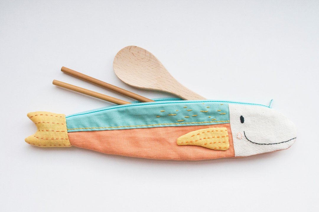 Travelling Tuna cutlery pouch - 筷子/筷架 - 棉 多色