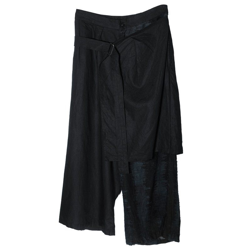 层次阔裤 "Zeno" - 中性裤装 - 棉 黑色
