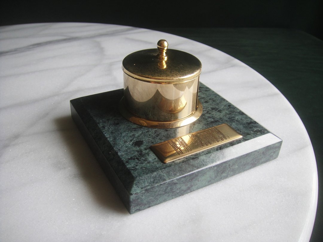 【老时光 OLD-TIME】早期二手台湾制铜大理石座邮票收纳盒 - 收纳用品 - 其他材质 多色