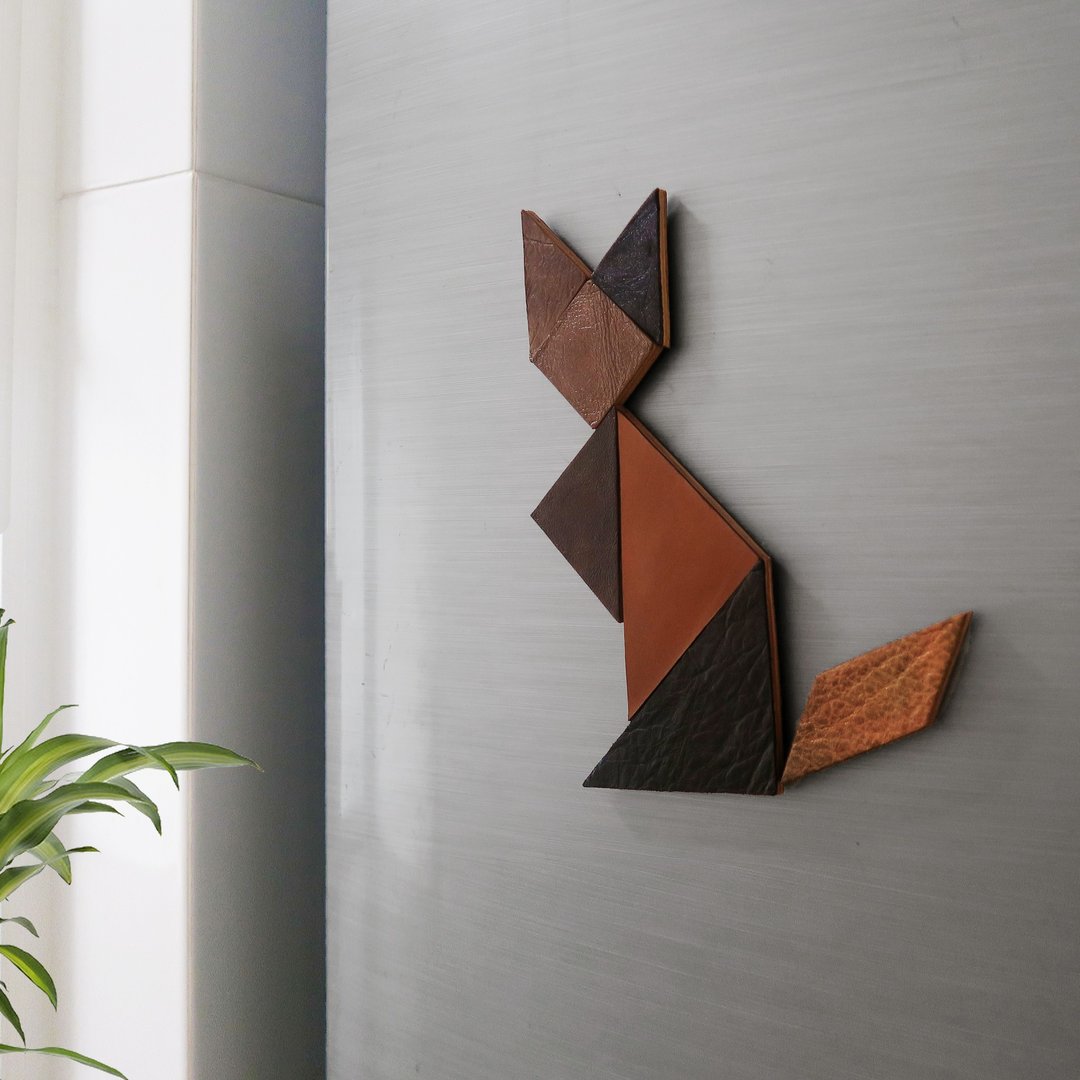 Leather magnets - Tangram puzzle - 摆饰 - 真皮 咖啡色
