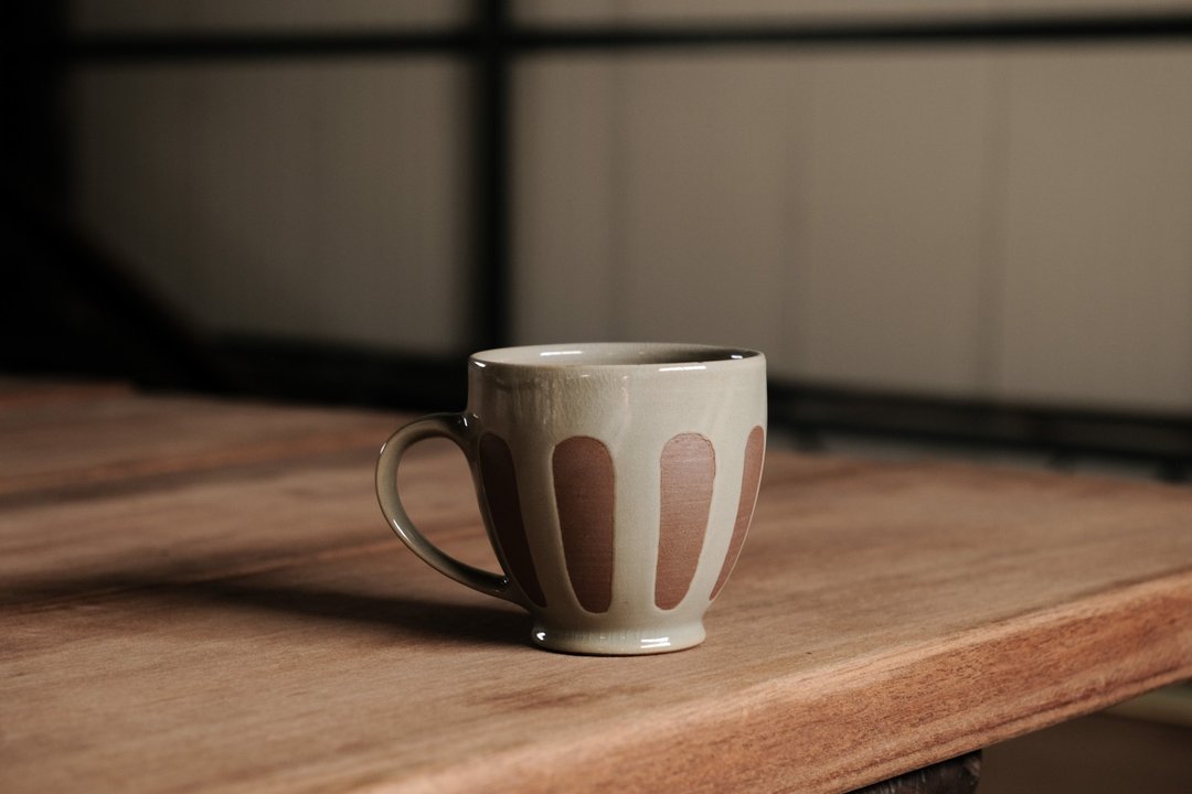 马克杯 l 冰湖蓝 青瓷 条纹陶杯 - 咖啡杯/马克杯 - 陶 蓝色