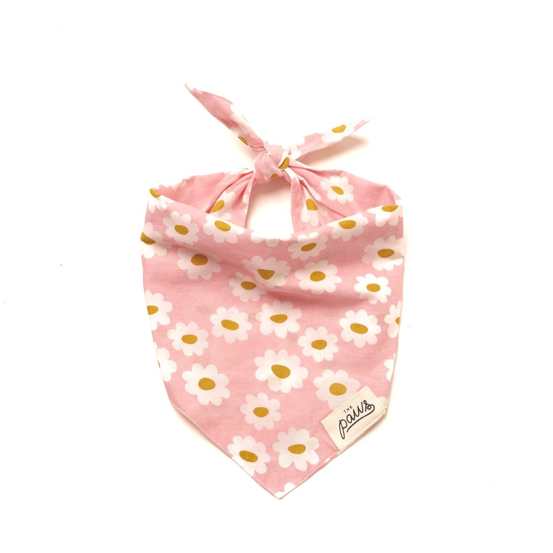 THE PAWS 手工宠物领巾 Pink Daisy Chains 粉色小雏菊 - 项圈/牵绳 - 棉 粉红色