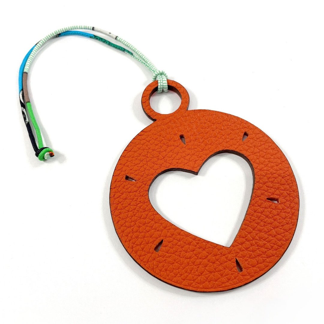 Hermes HERMES Charm Petit h Petit Ash Circle 心型 Taurillon Clemence/Vaux Epson橙/粉红 - 吊饰 - 真皮 橘色