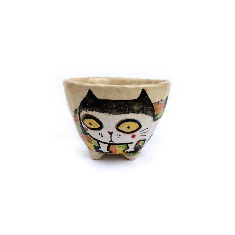Nice Little Clay 手工碗 可爱猫 0202-22 - 碗 - 陶 白色