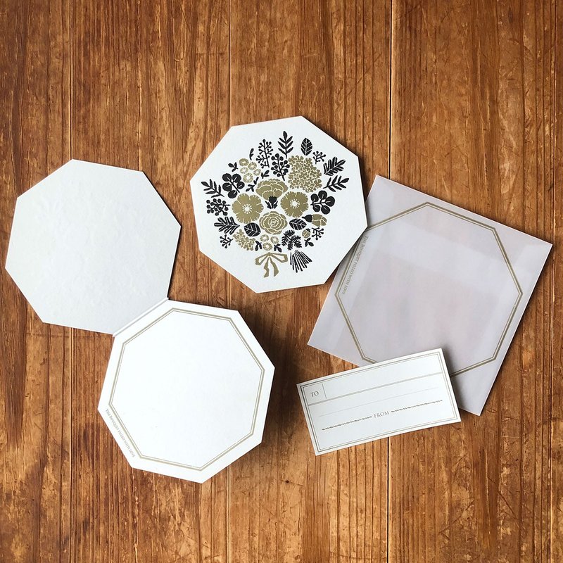 Bouquet Card -GOLD- / Letterpress - 卡片/明信片 - 纸 金色