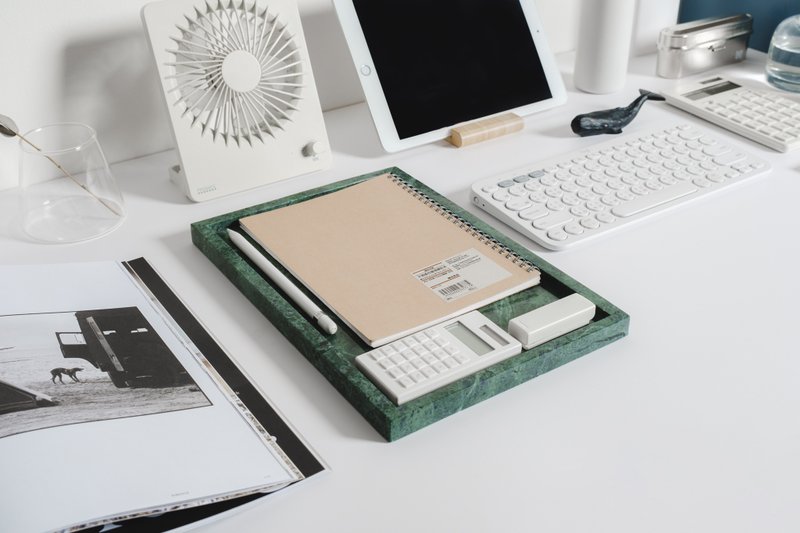 【惜物良品】大理石长方浅盘  (台湾蛇纹石) - 收纳用品 - 石头 绿色