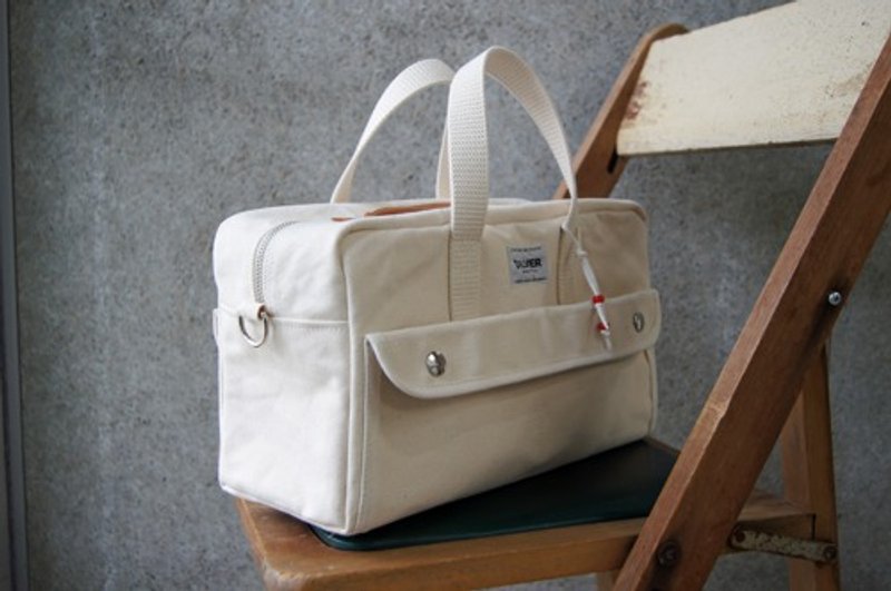 Boston bag POWELL - 手提包/手提袋 - 棉．麻 白色