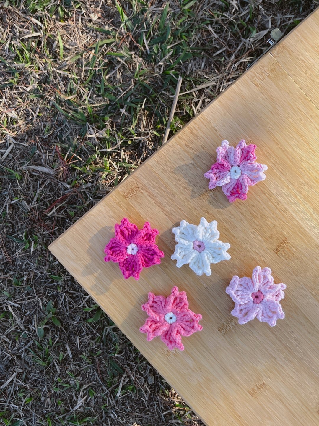 樱花系编织发夹/发饰/赏樱/亲子发夹/母女发饰 - 发饰 - 棉 粉红色