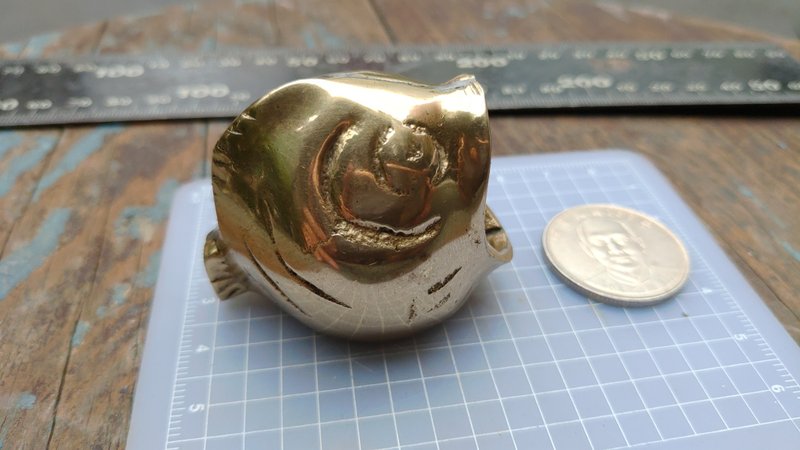 早期老台湾外销铜制品大口鱼纸镇摆饰铜烟盔缸(小) - 植栽/盆栽 - 其他金属 