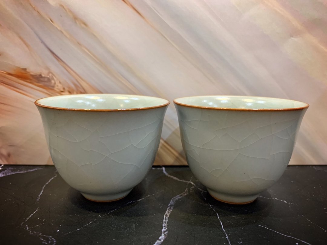 台湾汝窑大师林德丰 - 汝窑香韵对杯(现货+预购) - 茶具/茶杯 - 陶 蓝色