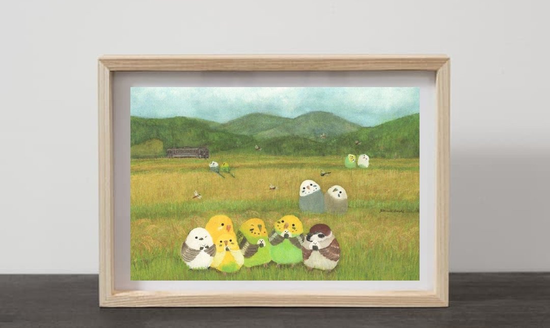 A4 饭团 长尾小鹦鹉 虎皮鹦鹉雀 - 海报/装饰画/版画 - 纸 绿色