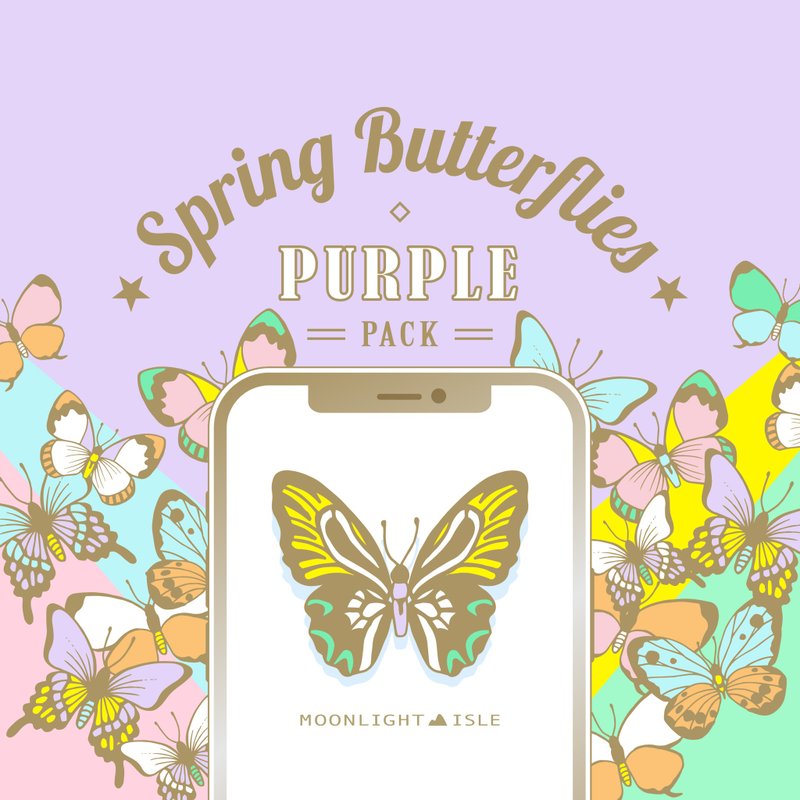 10+3 春日蝶舞-紫色组合 | IG精选限动图示+手机壁纸 | 数位 - 电脑手机桌布/贴图/App 图示 - 其他材质 