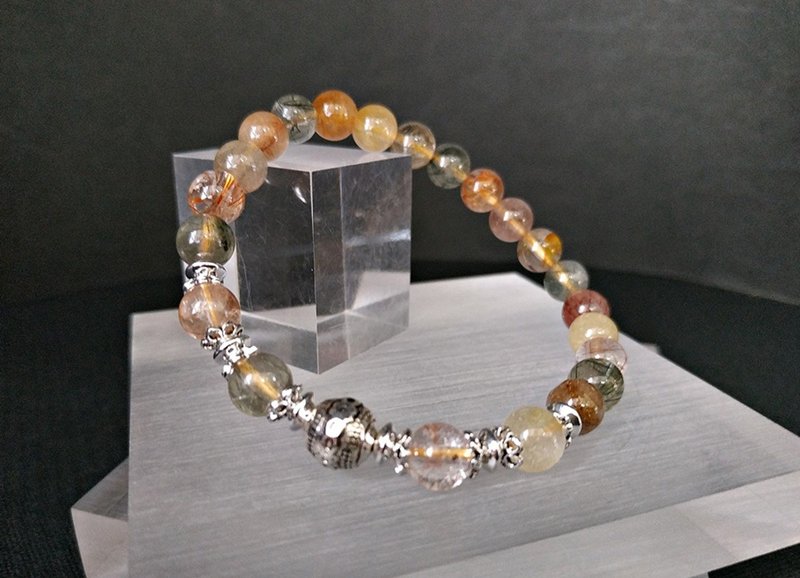 千丝万缕 - 天然彩发晶纯银手链 - 手链/手环 - 宝石 多色