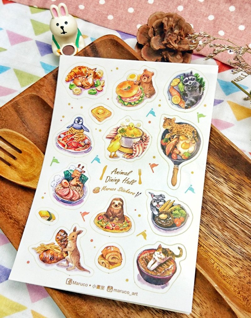 小动物食堂B款-白底刀模贴纸 - 贴纸 - 纸 多色