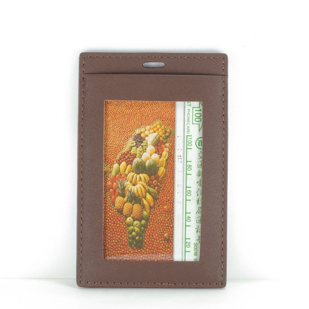 经典植鞣直式双层证件套 卡套 真皮 褐色 付费定制刻字 - 证件套/卡套 - 真皮 咖啡色