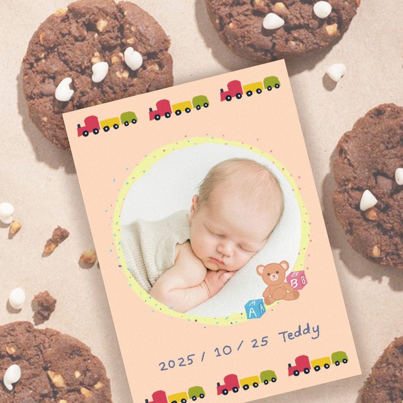 小火车 | 手绘宝宝满月卡 | 弥月卡 | 感谢卡 | Baby Card | - 卡片/明信片 - 纸 橘色