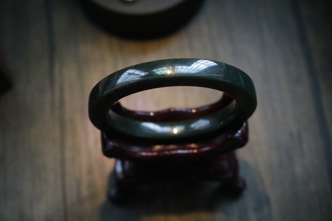 天然玉石手镯墨玉方形手镯礼盒装 - 手链/手环 - 半宝石 绿色