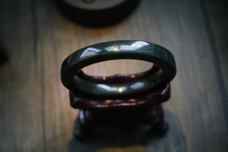 天然玉石手镯墨玉方形手镯礼盒装 - 手链/手环 - 半宝石 绿色