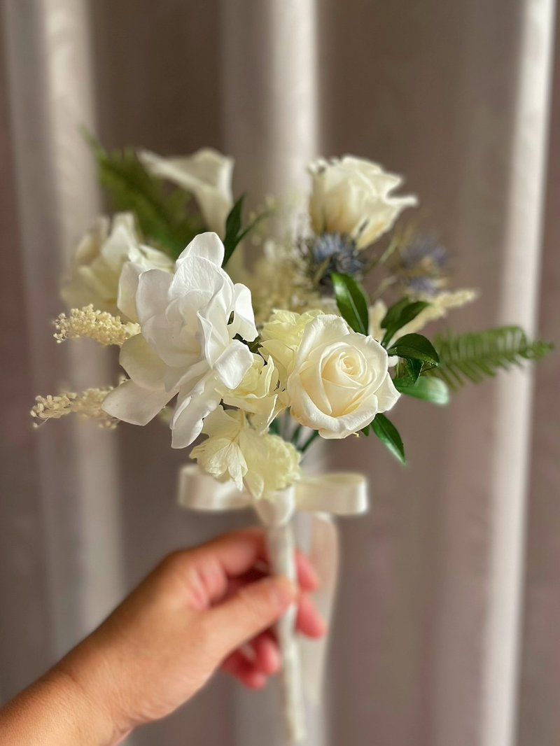 【花诉花艺】清新白绿花束/永生捧花/拍照捧花/新娘捧花/登记捧花 - 干燥花/捧花 - 植物．花 多色