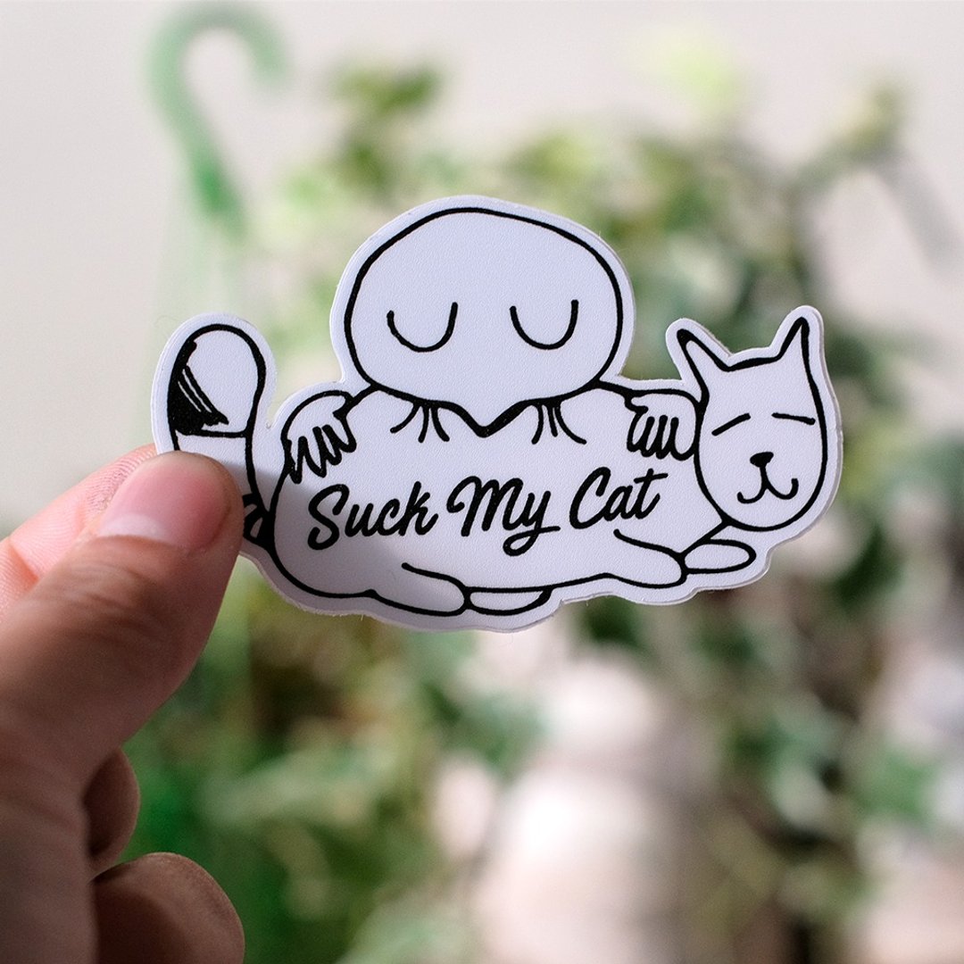 pvc防水贴纸 - 吸我的猫 - 贴纸 - 防水材质 白色