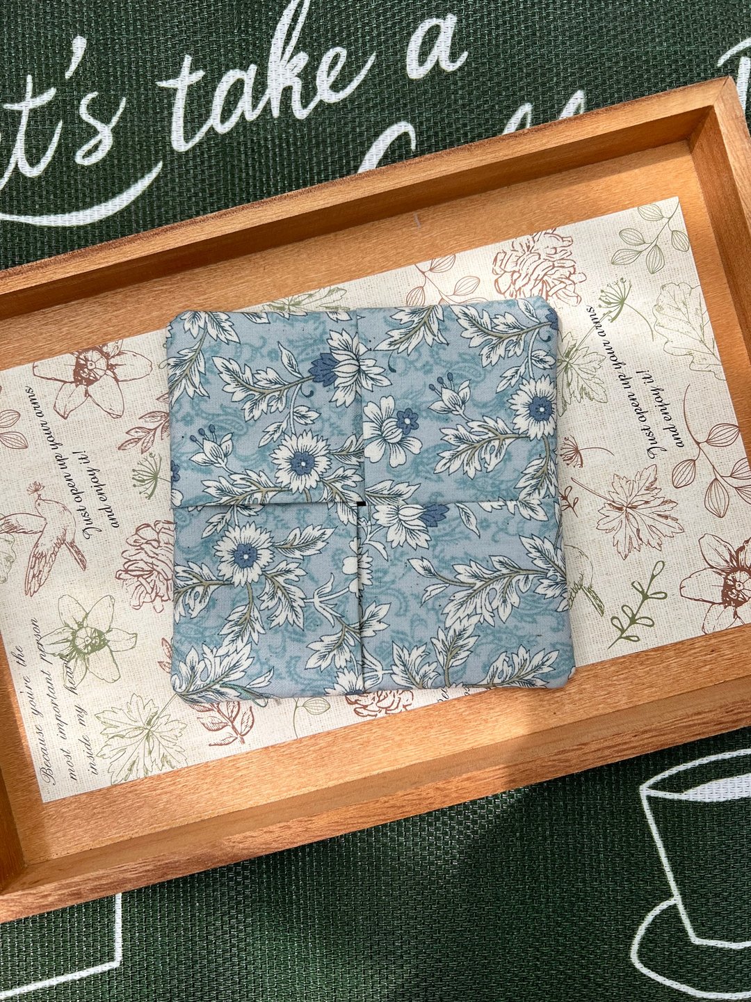 静谧之蓝杯垫 花园系列 手工布杯垫 - 杯垫 - 棉 多色