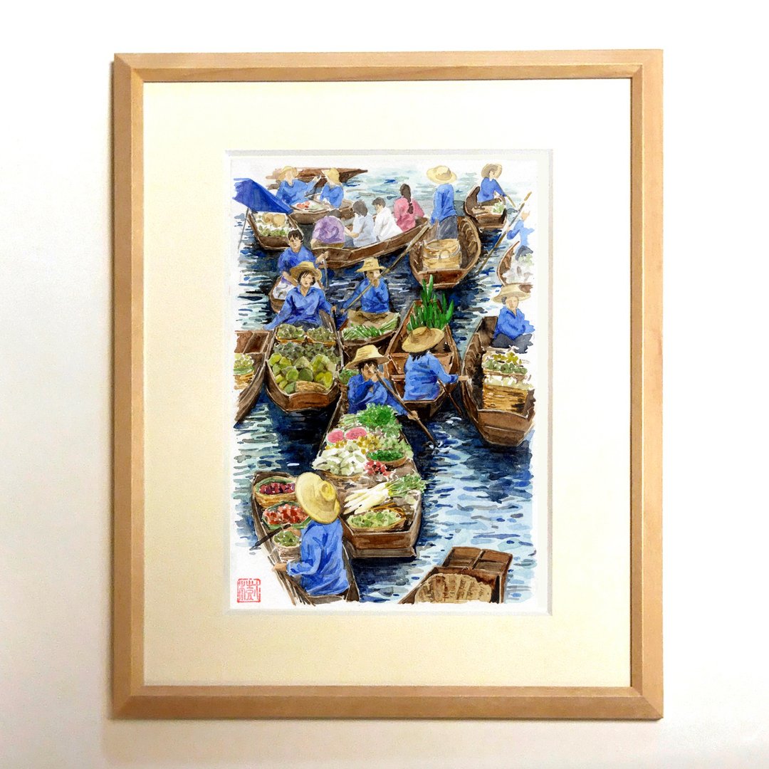 | Bustling Floating Market | Watercolors/Reproductions/Framed Goods - 海报/装饰画/版画 - 纸 