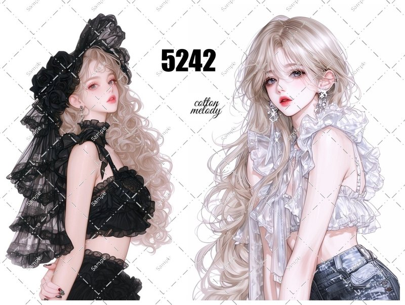 original sticker no.5242 人物贴纸 原创贴纸 原创人物贴纸 装饰贴纸 cotton melody - 贴纸 - 纸 